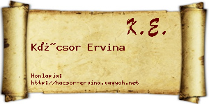 Kácsor Ervina névjegykártya